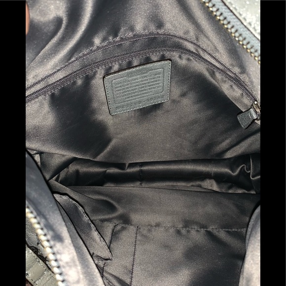 Coach Slate Gray Shimmer Leather Satchel Crossbody Bag - Picture 5 of 15